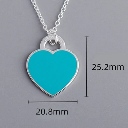 big single heart DOYUBO бренд, чистое серебро, Красная эмаль, талисман Двойное сердце, ожерелье для женщин, свадебные 925 пробы, серебряные цепочки с сердечком, ювелирные изделия VA174 - Окраска металла: big single heart
