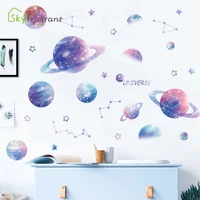 fantasy pink purple starry sky creative kids room decoration sticker self adhesive home decor bedroom background wall stickers