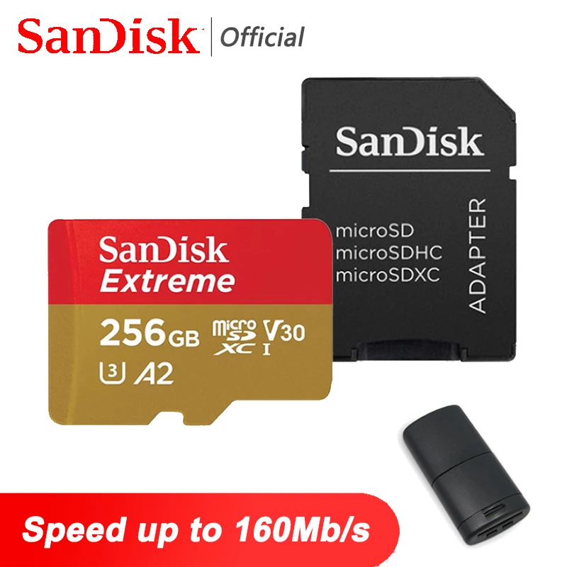 Карта памяти Micro SD SanDisk Extreme 128 ГБ 512 64 32 256 флэш карты TF A2 A1 U3 U1 400 Microsd для