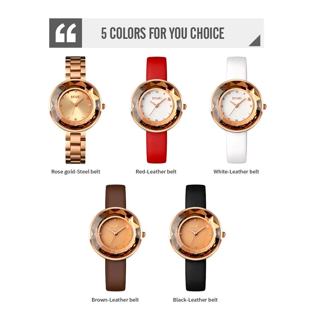 

SKMEI Women Watches Fashion Casual Quartz Watch Top Luxury Brand Female Clock Waterproof Leather Wristwatches relogio feminino