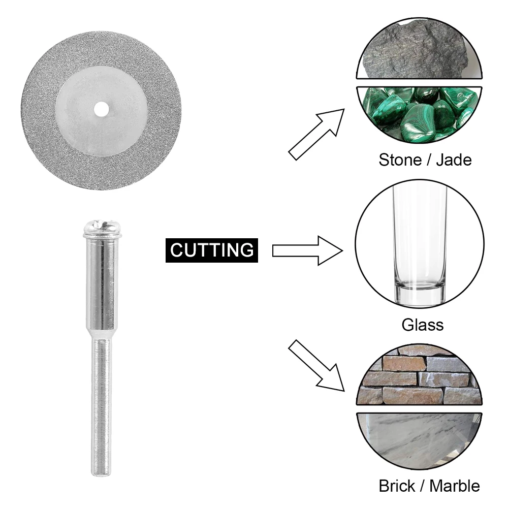 

30mm Mini Diamond Saw Blade Silver Cutting Discs with 2X Connecting Shank for Dremel Drill Fit Rotary Tool