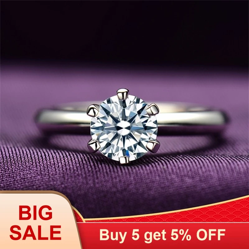 Модное 100% чистое Оригинальное Золотое кольцо с натуральным 2 карат белым