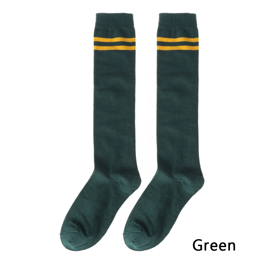 green 1 шт., 9 цветов, милые дышащие эластичные и тонкие гольфы для японских школьниц, хлопковые свободные полосатые длинные носки для женщин - Цвет: green