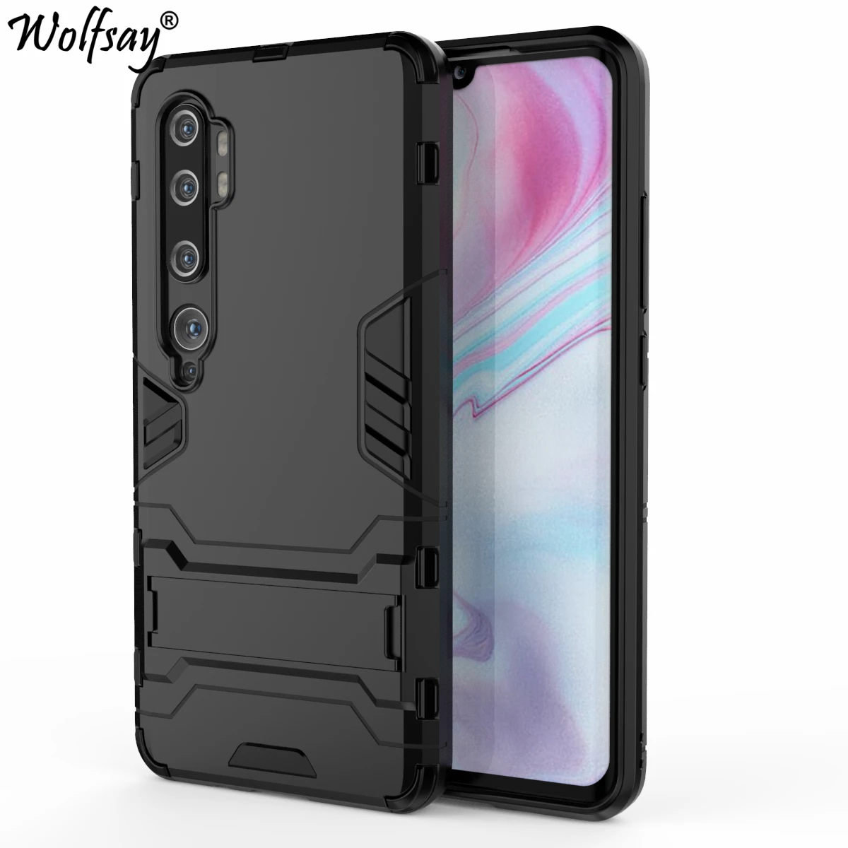 

Чехол для Xiaomi Mi Note 10, тонкий ПК + мягкий резиновый защитный чехол для Xiaomi Mi Note 10, чехол для телефона, подставка, Fundas MiCC9 Pro