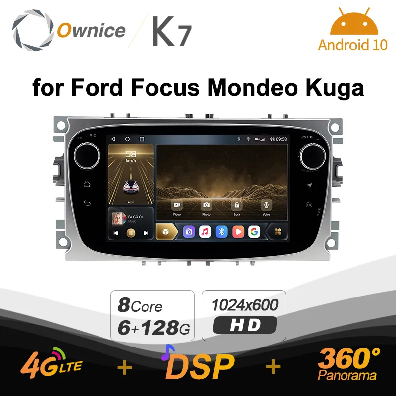 Kaufen Android 10,0 6G + 128G Ownice K7 Auto Autoradio Multimedia Für Ford Focus Mondeo Kuga C-MAX S-MAX Galaxy Radio 360 Panorama 4G LTE
