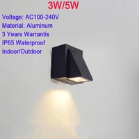 led wall lamps black sand color shell ip65 waterproof indoor outdoor lighting aluminum wall light with 3 years warranties