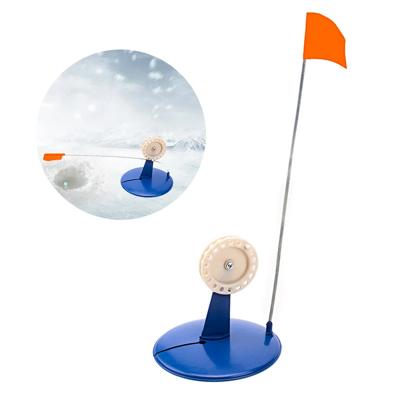 Новая прочная удочка для зимней ледовой рыбалки с синим флагом компактное