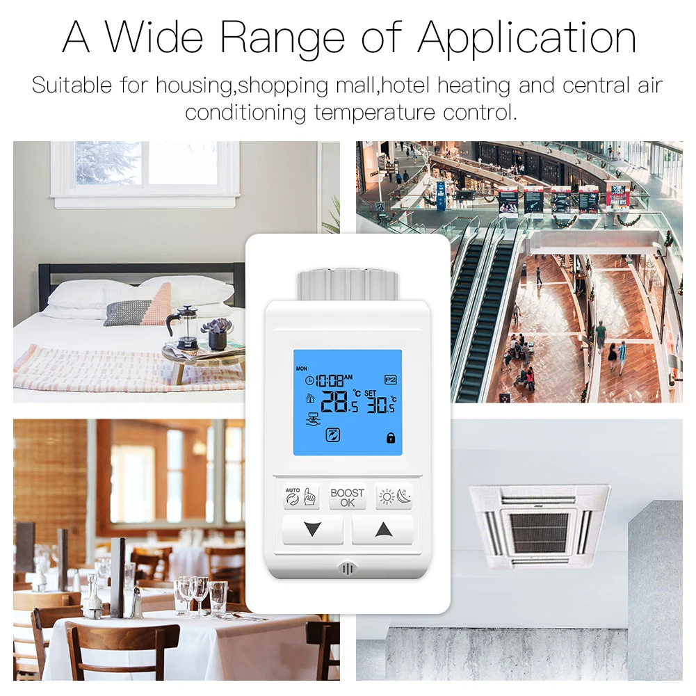 

Smart TRV Thermostatic Radiator Valve Controller Zigbee Thermostat Heater Temperature Voice Control