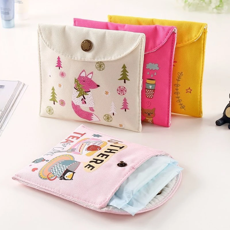 

Girls Diaper Sanitary Napkin Storage Bag Canvas Sanitary Pads Package Bags Coin Purse Jewelry Organizer Credit Card Pouch Case 3