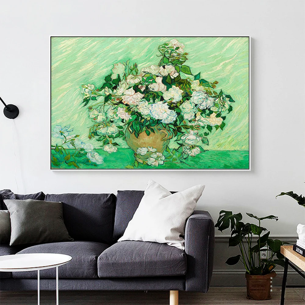 Известный Ван Гог розы Картина маслом на холсте Плакаты и принты настенные