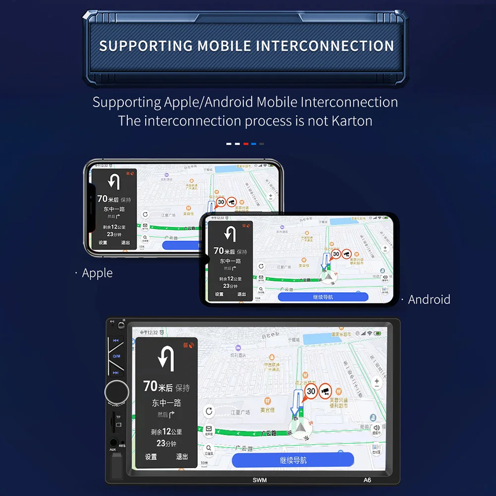 

Touch Screen HD Multimedia Players Double 2 DIN Car Radio 7 inch Display Bluetooth AUX Auto Stereo Head Unit