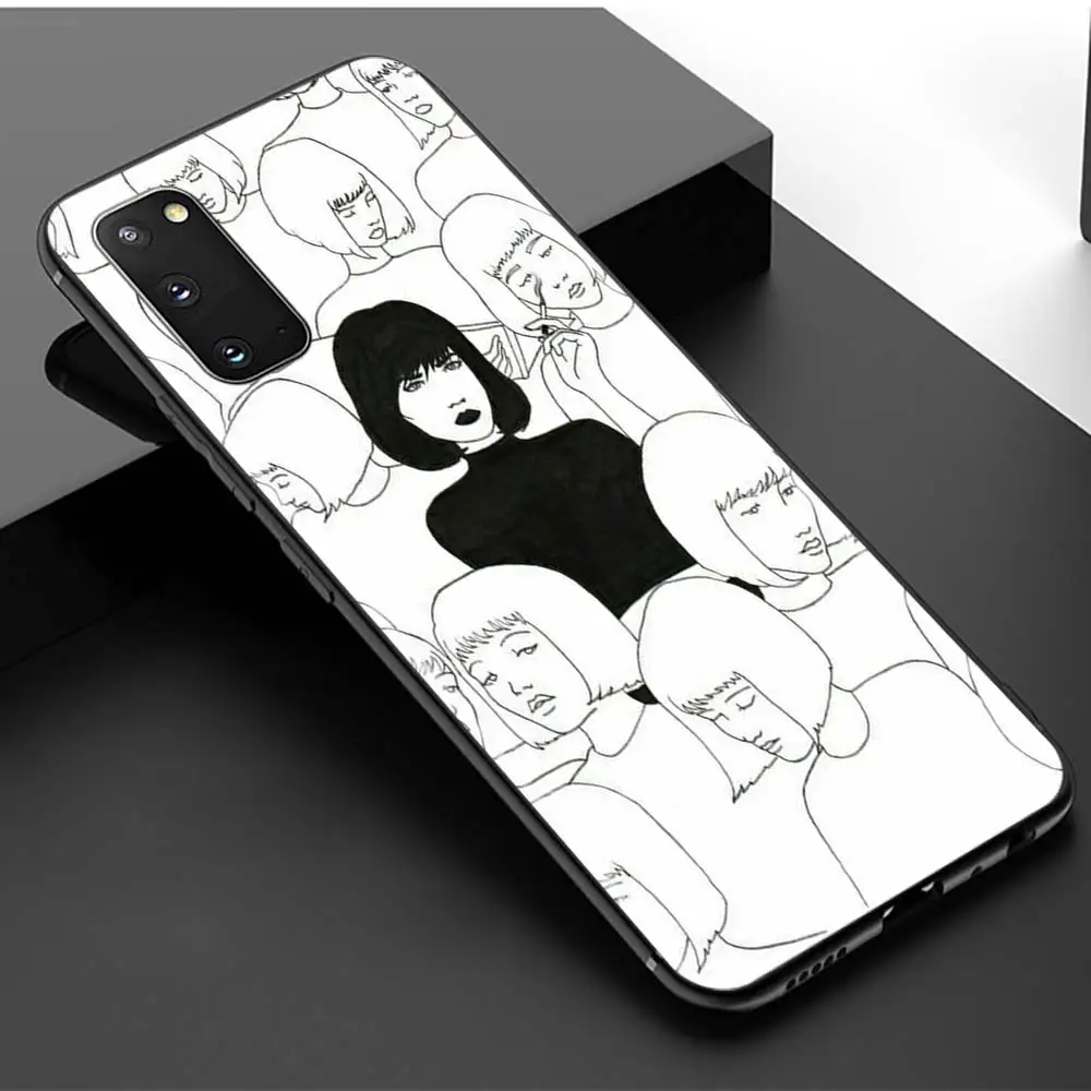 

Phone Case For Samsung Galaxy S21 S20 Ultra Plus FE S10 Lite S9 Silicone Cover Line Drawing Women TPU Soft Shell