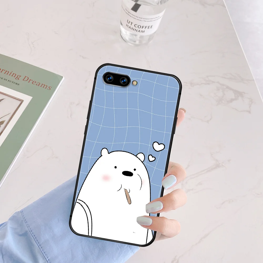 

Cute Cartoon Bare Bear Phone Case Cover Hull For HUAWEI Honor 6A 7A 7C 8 8A 8S 8x 9 9x 10 10i 20 Lite Pro black Cell Silicone