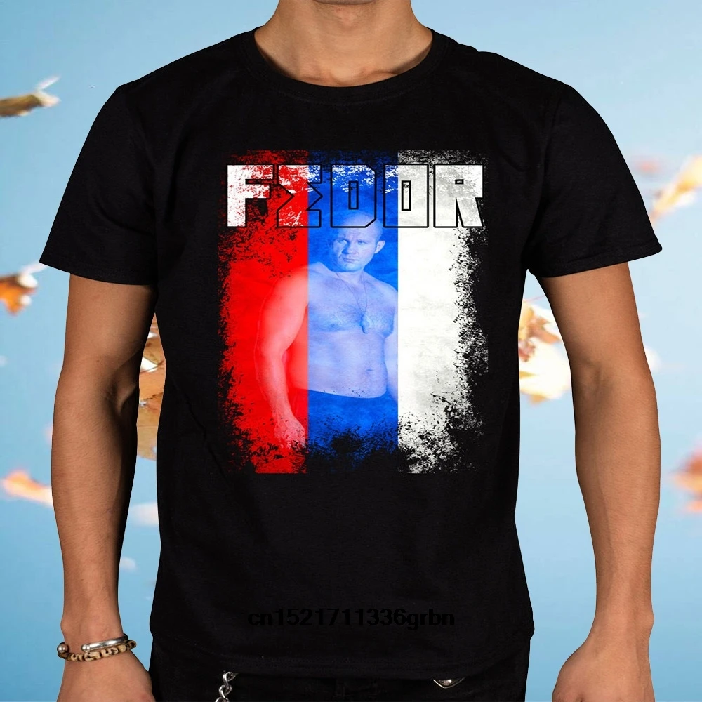 Мужская футболка Фёдор Емельяненко флаг России высокое качество круглый вырез
