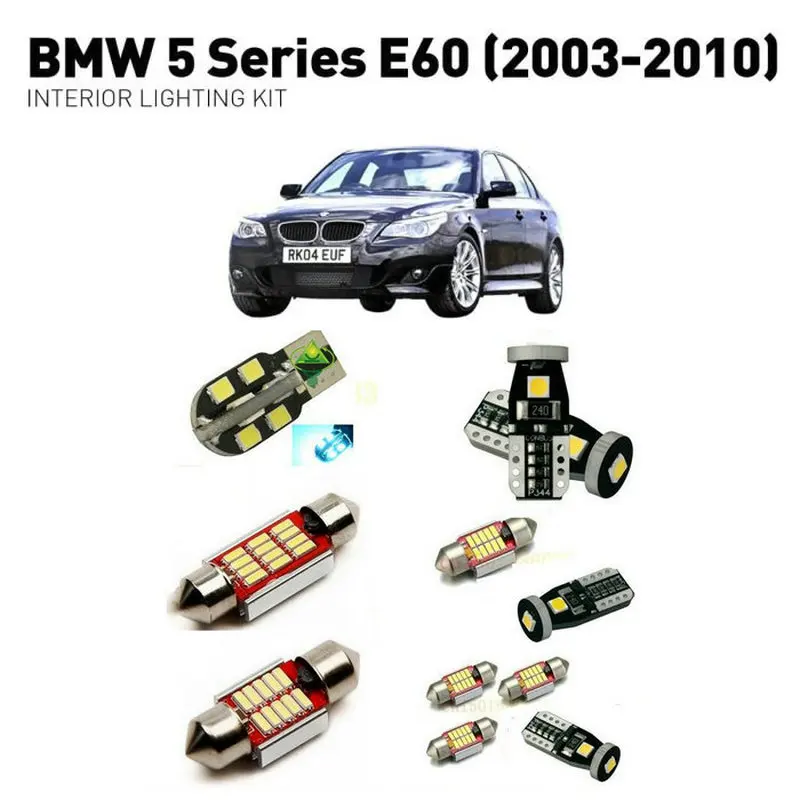 

Светодиодные внутренние фары для BMW e60 2003-2010, 19 шт., светодиодные фары для автомобилей, комплект освещения, автомобильные лампы без ошибок Canbus