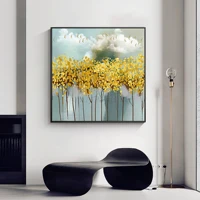 large gold original acrylic texture modern abstrac golden tree canvas oil painting wall art picture living room home decor