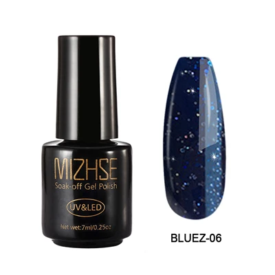 SetD09 BLUEZ006 MIZHSE 7 мл Сияющий УФ-Гель-лак Алмазный Блеск Блестки Платиновый Гель-лак для ногтей Полупостоянный дизайн ногтей УФ и светодиодный Гель-лак - Цвет: SetD09 BLUEZ006