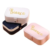 personalized princess earrings box portable double layer ring necklace earrings jewelry box storage earrings jewelry storage box