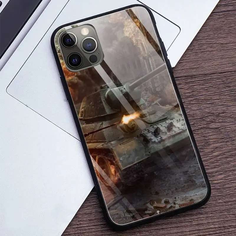 

Domineering tank Phone Case Tempered Glass For iPhone 12 Pro Max Mini 11 Pro XR XS MAX 8 X 7 6S 6 Plus SE 2020 case