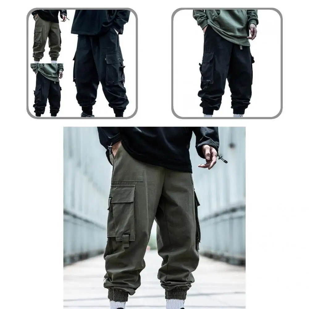 

Great Men Pants Loose Young Buckle Design Men Jogger Sweatpant Autumn Trousers Men Cargo Pants