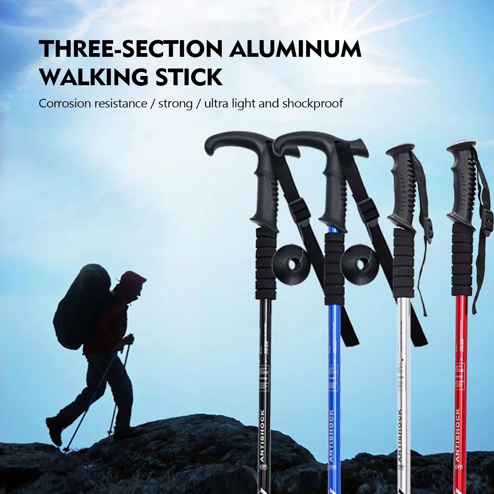 

Multifunctional Folding Telescopic Aluminum Alloy Trekking Poles Ultra-light Walking Trekking Pole Outdoor Equipment Supplies