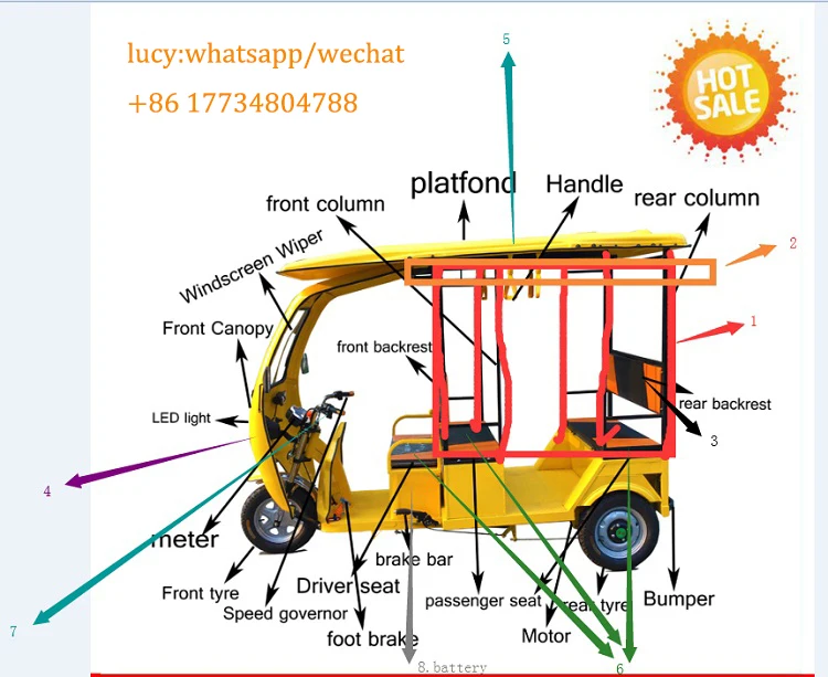 6 мест электрических трехколесных велосипедах для взрослых автомобиля