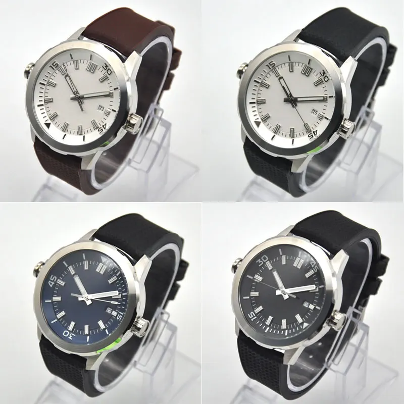 Mens watch 45MM sterile dial luxury Miyota Automatic Sport clock 3 o clock date 316 SS Waterproof luminous Mechanical wristwatch