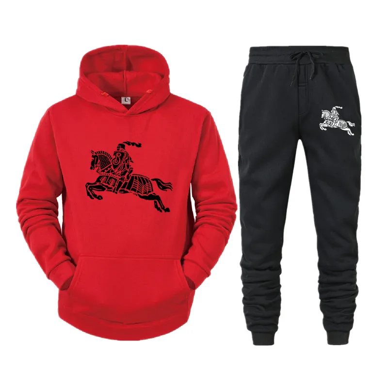 

Новинка, модный мужской комплект с капюшоном, Повседневный свитер на весну и осень, комплект из двух предметов, уличный стиль из чистого хло...