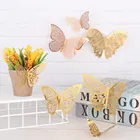 12 шт.компл. золотистые Серебристые Металлические текстурные полые наклейки марипозиы настенные художественные 3D наклейки в виде бабочек сделай сам Товары вечерние свадебное украшение