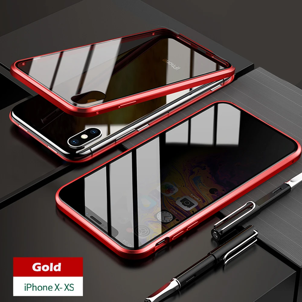 for iPhoneX XS Двухсторонний чехол из закаленного стекла, Роскошный прозрачный чехол для телефона с открытым магнитом для 7 8 Plus 7Plus 8 Plus X XS MAX XR, чехол для телефона - Цвет: for iPhoneX XS