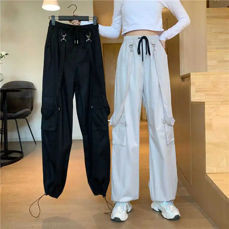 

Loose Trousers Straight High Waist Bib Overalls Women's BF Waistband Hip-hop Casual Pants Y2K Met Capri Vintage Sweatpant xnwmnz