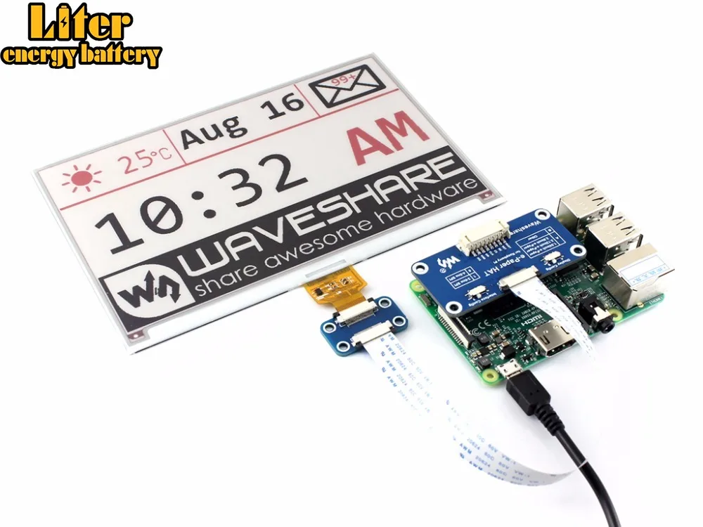 Дисплей E Ink Waveshare 640x384 7 5 дюйма для Raspberry Pi 2B/3B/Zero WThree Цвет: красный черный белый