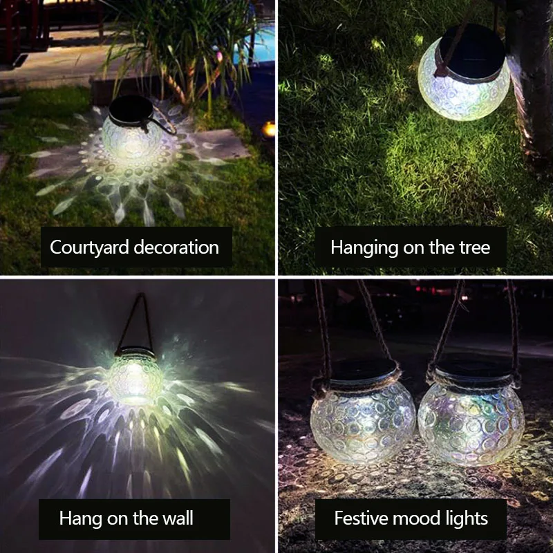 

Outdoor Solar Starry Lights Garden Glass Decoration Lamp Waterproof Balcony Automatically Night Light for Home Coutyard Decor