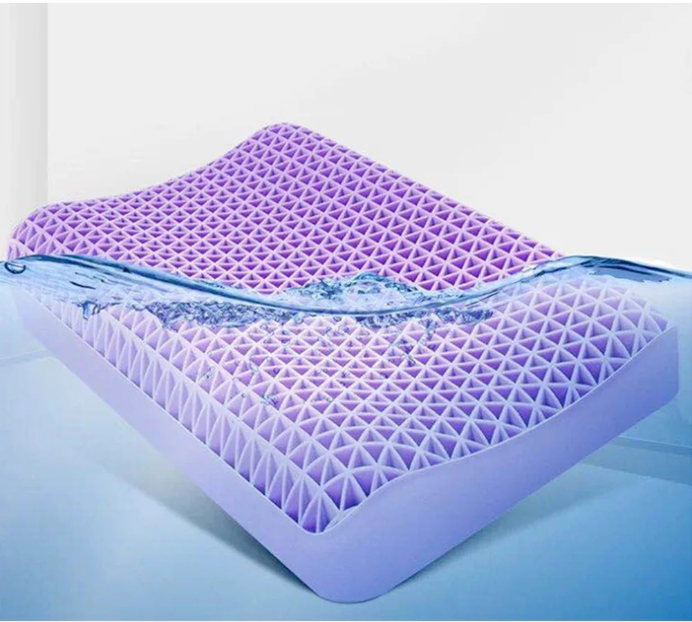

Super Soft Purple Pillow 3d Hyper Elastic Material Pressure Releasing Tpe Grid Gel Breathable Pillow Neck Support 360 Triangle