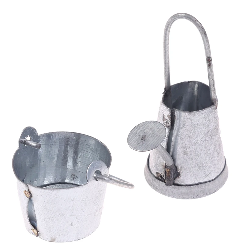 

2pcs/set 1:12 Dollhouse Miniature Metal Water Bucket Kettle Model Furniture Toys