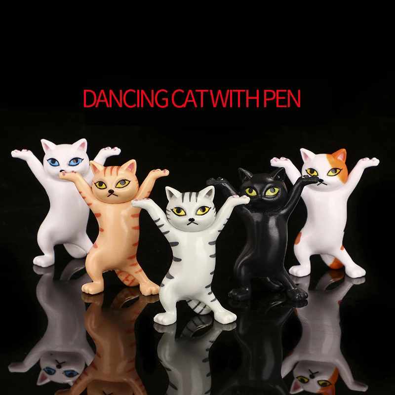 

5 Types Of Dancing Cat Figures, Cartoon Surrounding Cartoon Enchanting Kitten, Toy Doll, And Small Gifts
