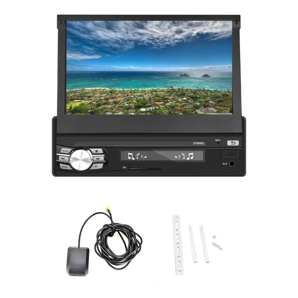 

Car Radio GPS Navigation 7" HD Retractable Screen MP5 Player Bluetooth Stereo Mirror Link Autoradio Rear View Camera