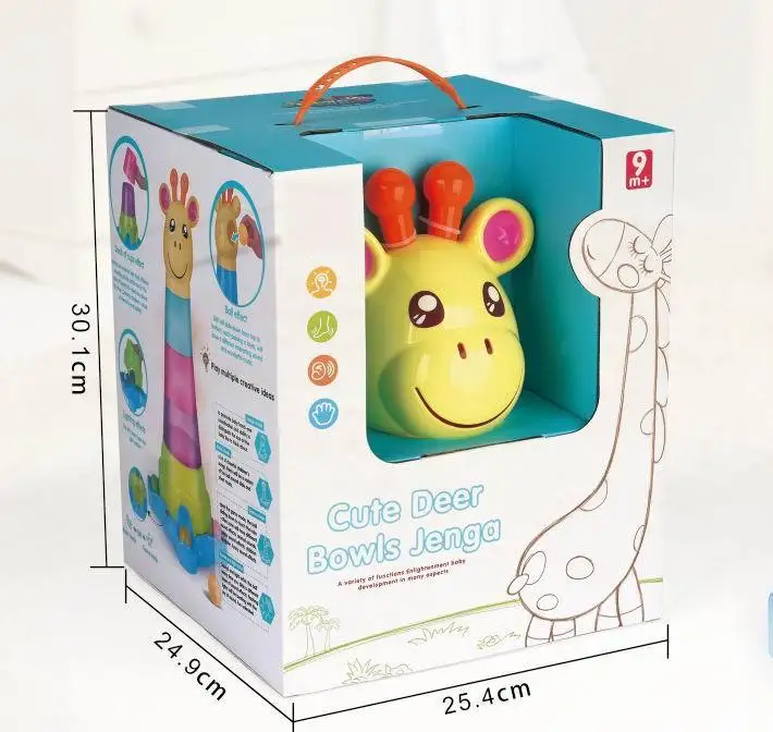 

LazyChild New Baby Fawn Folding Rainbow Giraffe Ring Folding High Ball With Light Music Set Rolling The Ball Toys