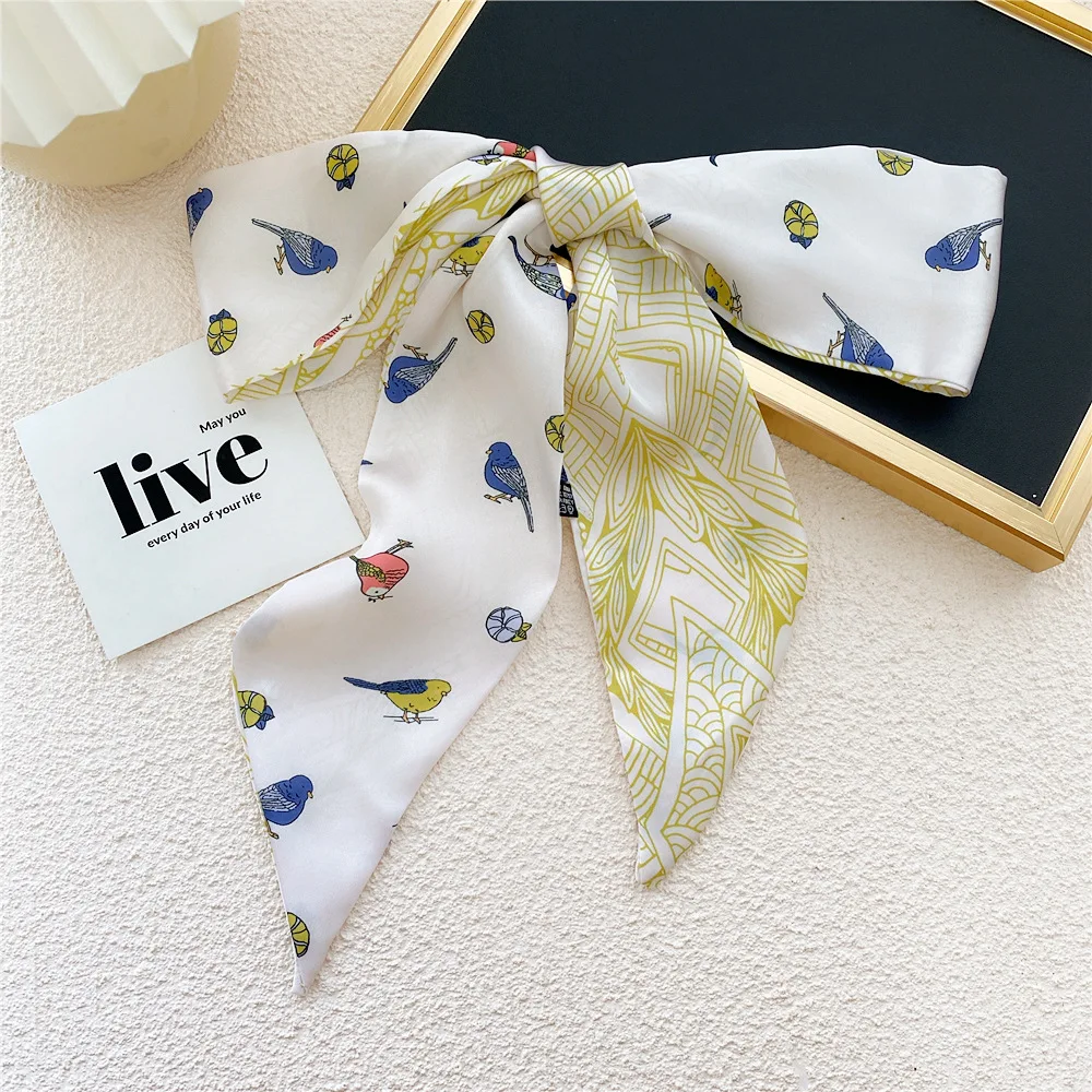 

luxury silk scarf women designer Skinny Floral Printing Foulard Belt Ladies Bag Head Scarves