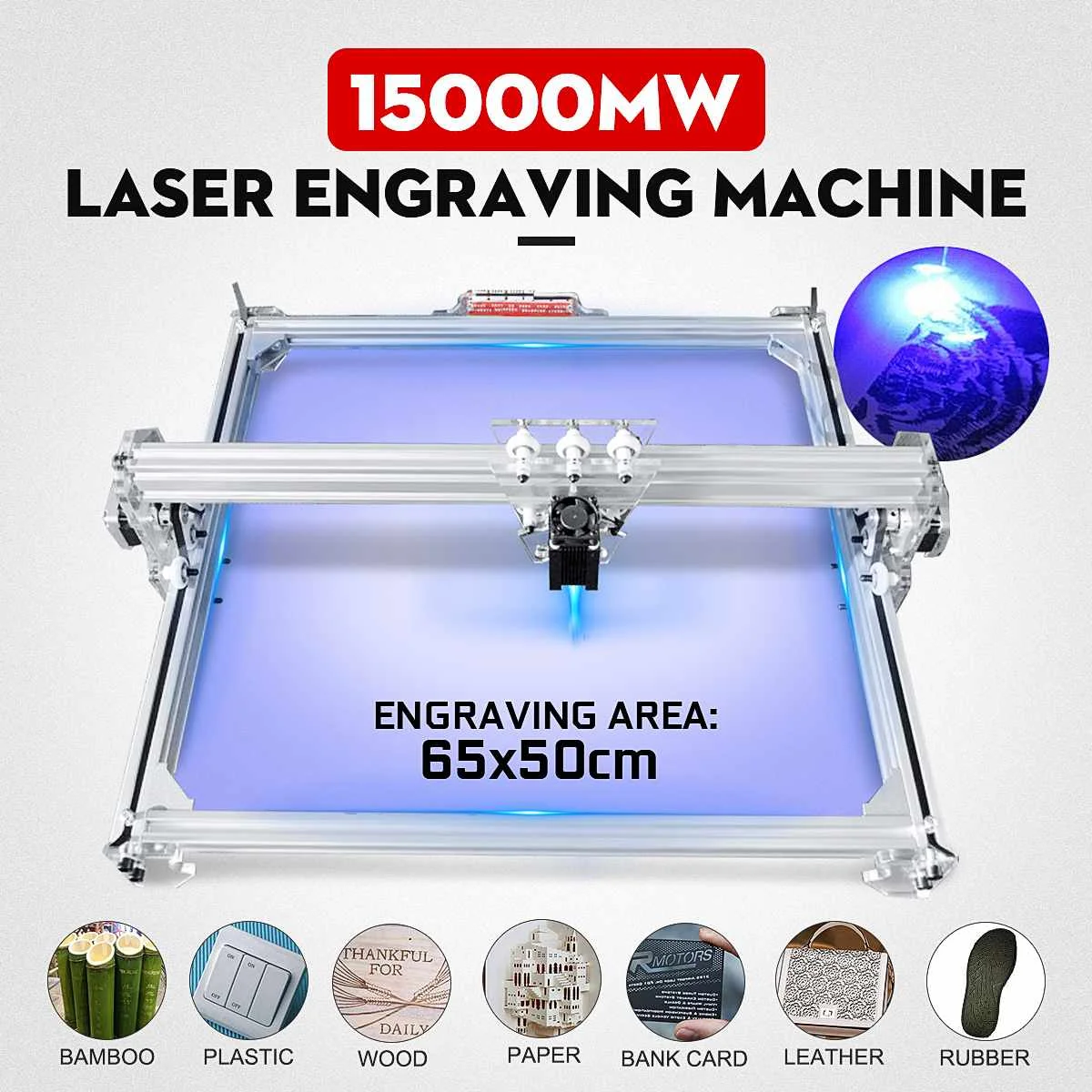 15W / 3000mw 50x65cm CNC Laser Engraver Engraving Machine for Metal/Wood Router/DIY Cutter 2Axis Desktop Cutter+ | Инструменты