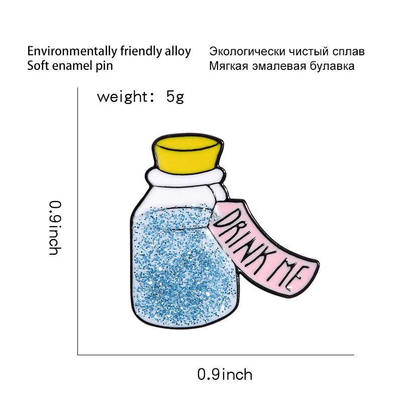 Сверкающая эмалированная булавка в виде бутылки волшебные блестящие броши