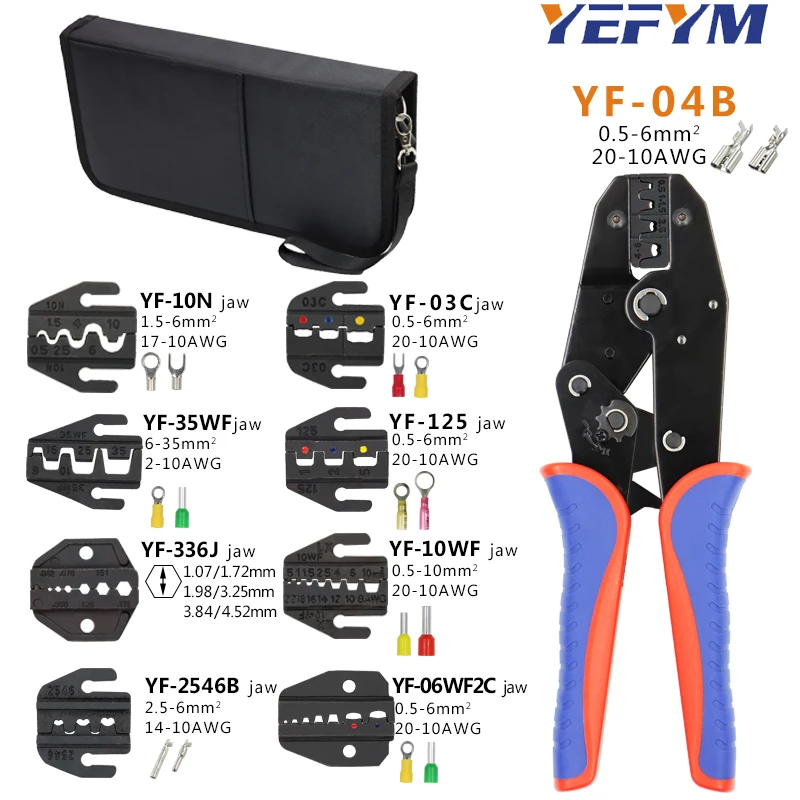 YF-04B Crimping Pliers plug/tube/Insulated/coaxial terminal Terminals Kit Multi Functional YEFYM Clamp Cable Tools | Инструменты