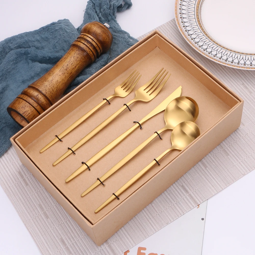 30Pcs Gold Cutlery Set Flatware Stainless Steel Cutlery Tableware Set Forks Knives Spoons Fork Spoon Dinne Set Knives Gift Box