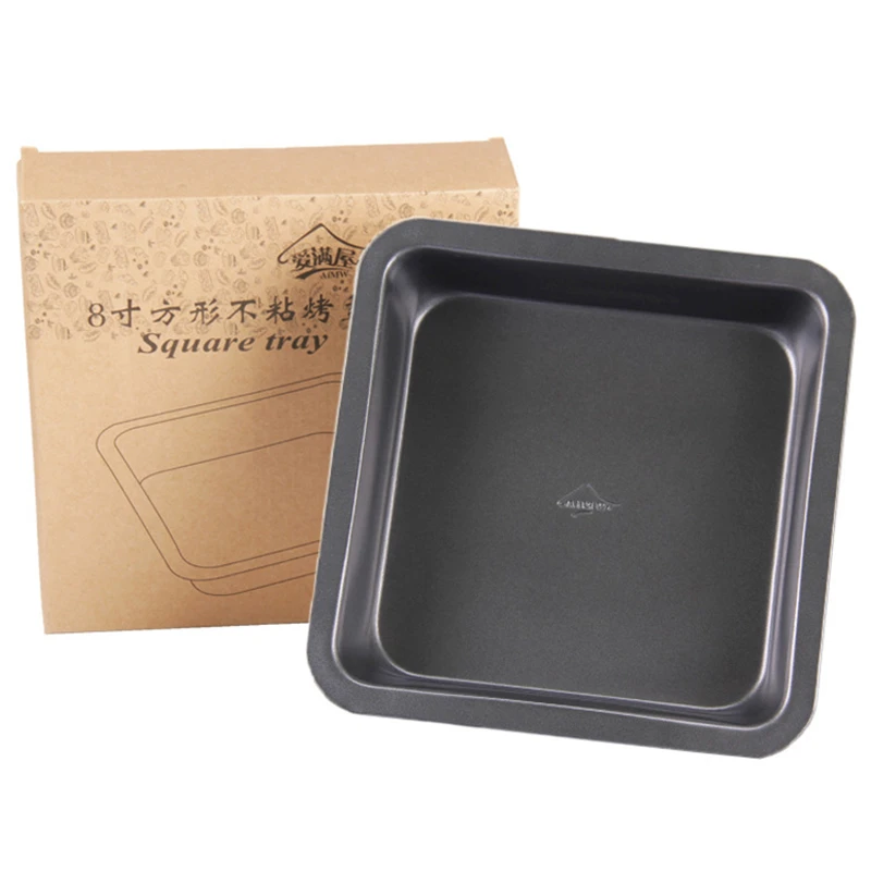 

8-Inch Square Cake Pan Nonstick Carbon Steel Bakeware Pan for Cakes Bread Pizza Cookies Oven Baking Mold Baking Tray Ovenware