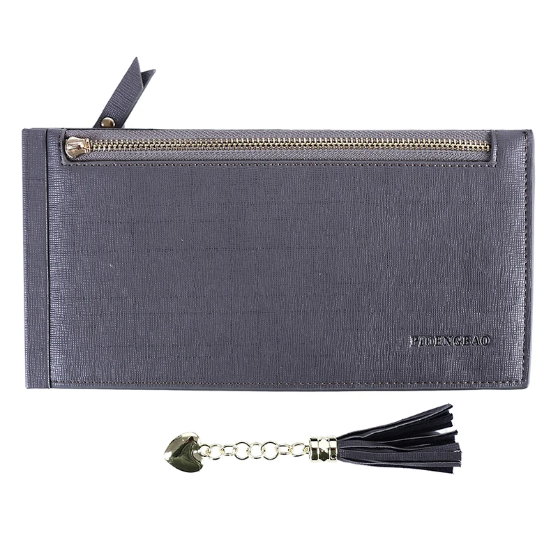 

2021 New Ladies Long Wallet Multi-Card Zipper Clasp Purse Women Zipper Mobile Phone Bag Tassel Wallet