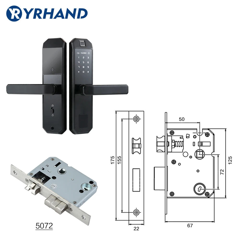 5072 mortise TTlock приложение отпечатков пальцев Дверной замок Смарт wifi карта цифровой код электронный дверной замок Домашний врезной замок безопасности - Цвет: 5072 mortise