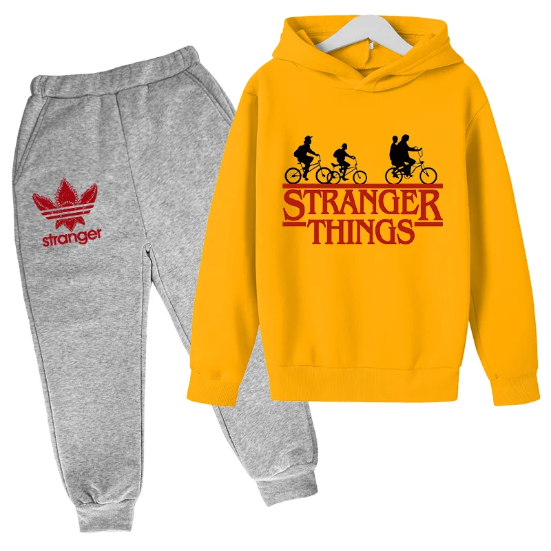

Sportswear Hoodies+Long Pants Two Piece Sets New Sport Suit Stranger Things Hooded boy girl Casual Fall/Winter Warm Sweatshirts