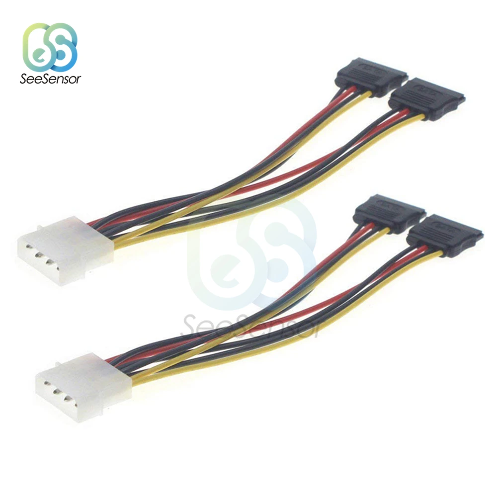 4Pin IDE силовой сплиттер Штекерный к 2 женским ATA/SATA кабель жесткого диска питания 15