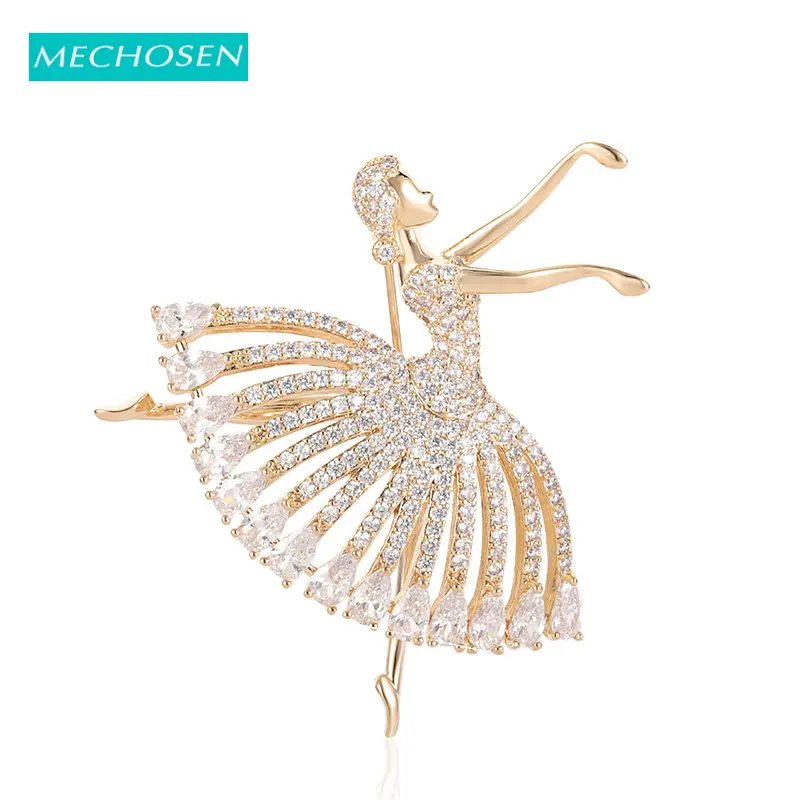 MECHOSEN изысканный Балерина Брошь с дизайном девочка CZ Циркон элегантный ювелирный