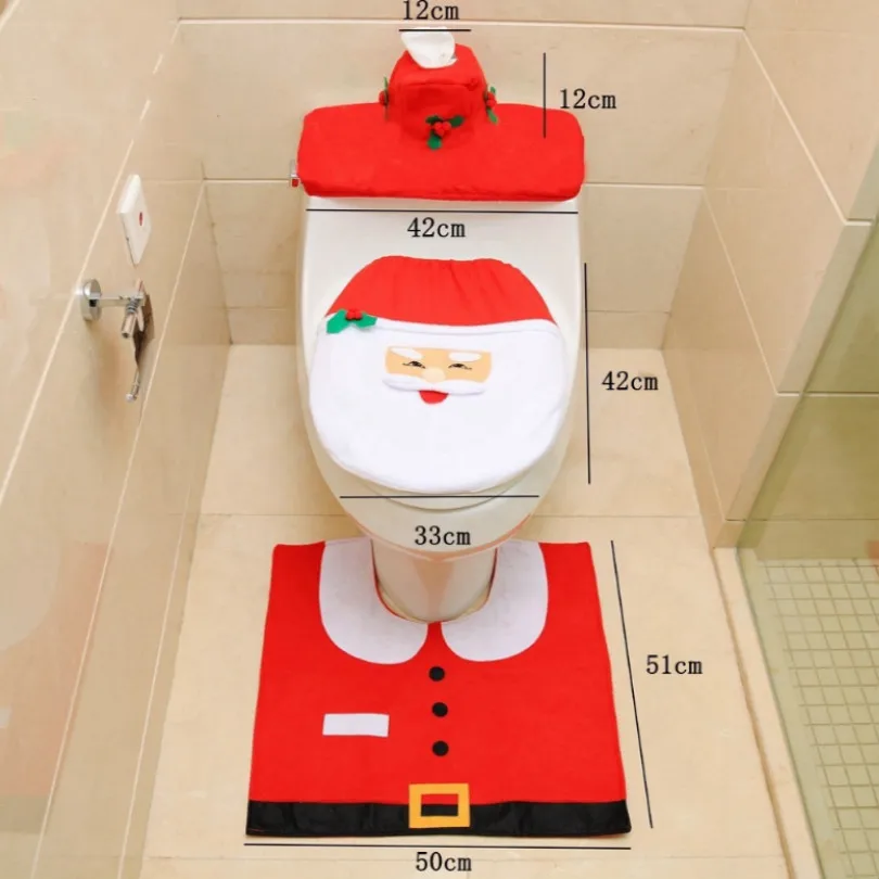 Чехол на сиденье унитаза с Санта-Клаусом Рождественский чехол унитаз коврик для